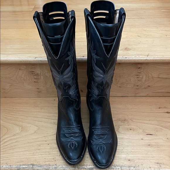 Boulet|Vintage |Black/Silver |Stitched Detailed |Western |Cowboy Boots |Size 7.5 - Picture 5 of 16